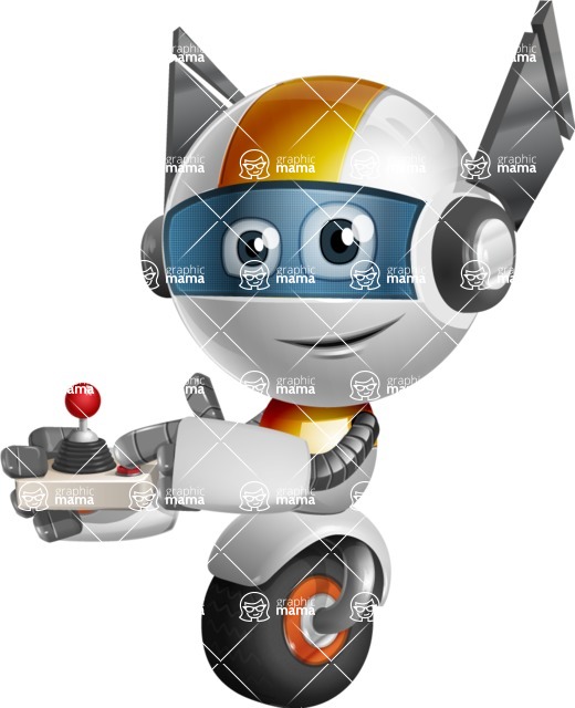 Cute robot cartoon character - 112 stock vector images - Cute robot cartoon character playing with joystick - stock vector graphic image